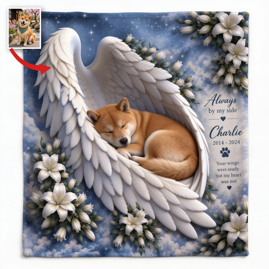 Personalized Adult Tan & White Shiba Inu Memorial Wearable Blanket