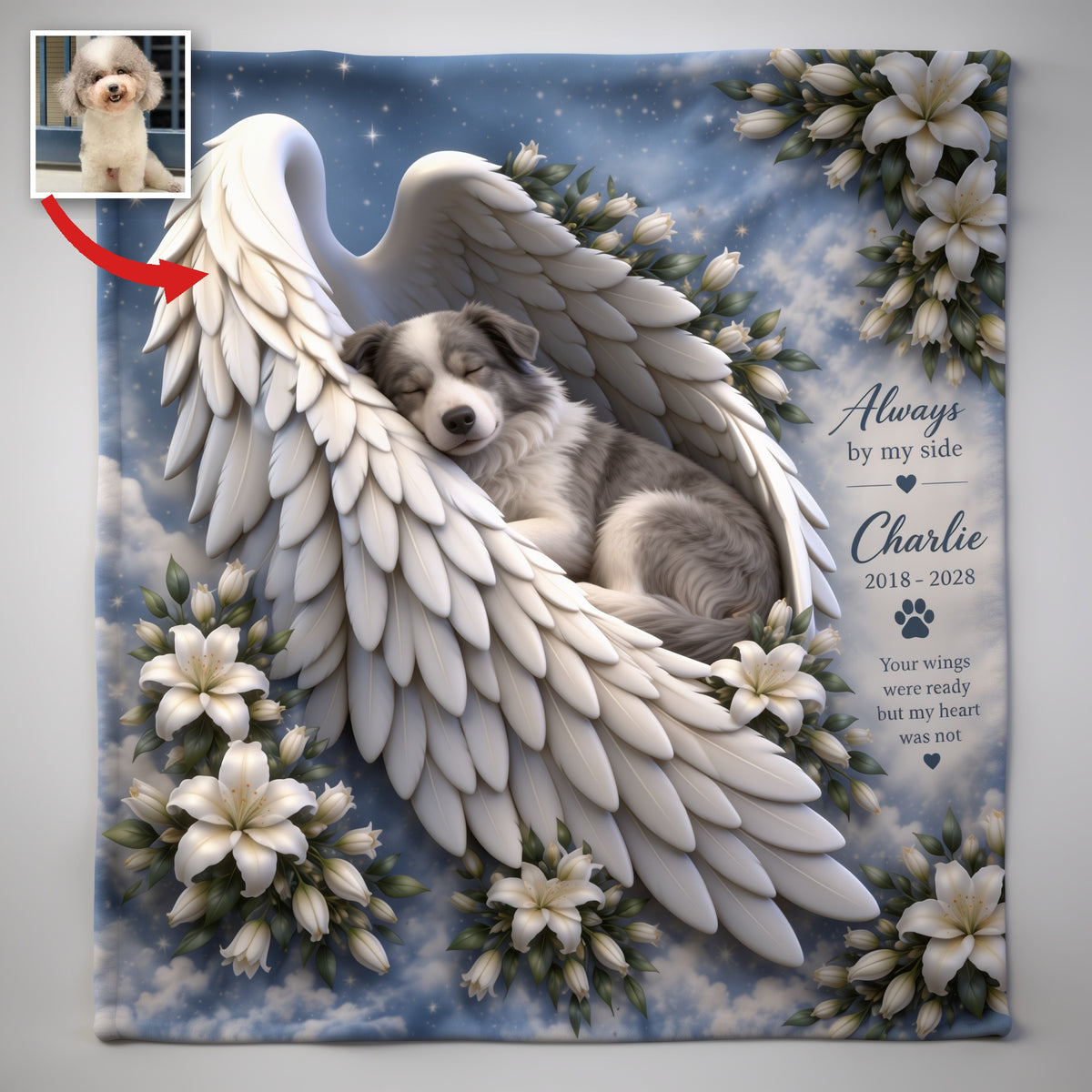 Personalized Poodle Memorial Wearable Blanket 2018-2028 Pet Loss Keepsake