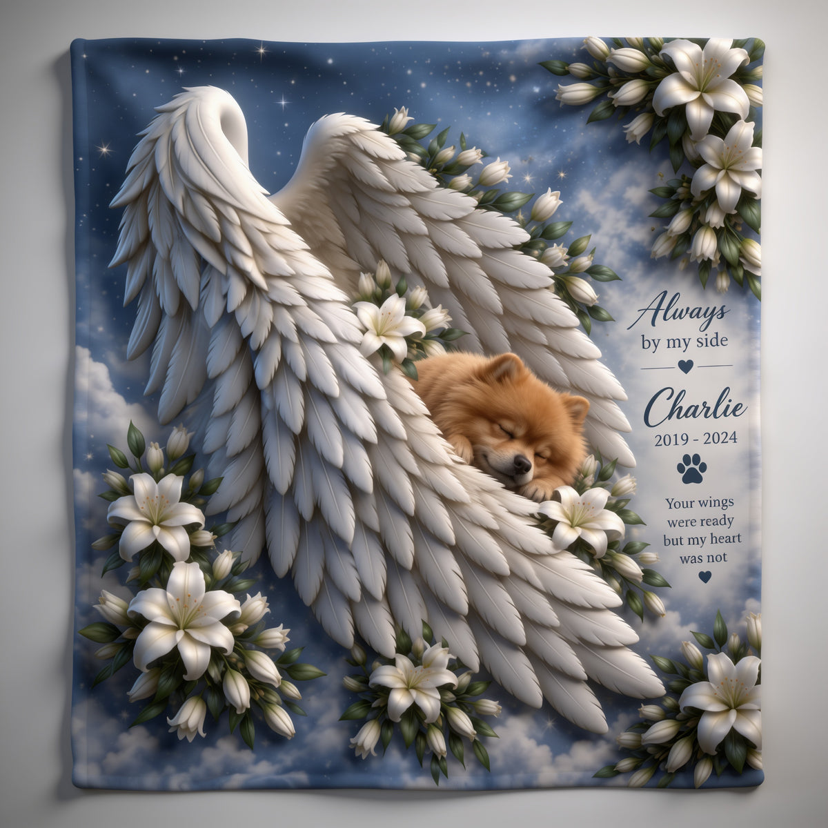 Personalized Fluffy Golden Pomeranian Memorial Wearable Blanket Pet Keepsake Gift