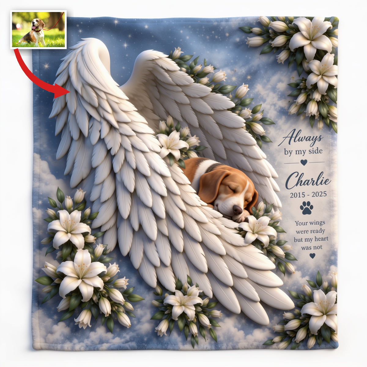 Personalized Adult Tricolor Beagle Memorial Wearable Blanket Pet Loss Gift