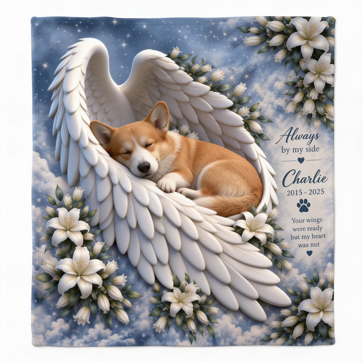 Personalized Tan & White Pembroke Welsh Corgi Memorial Wearable Blanket Pet Loss Gift