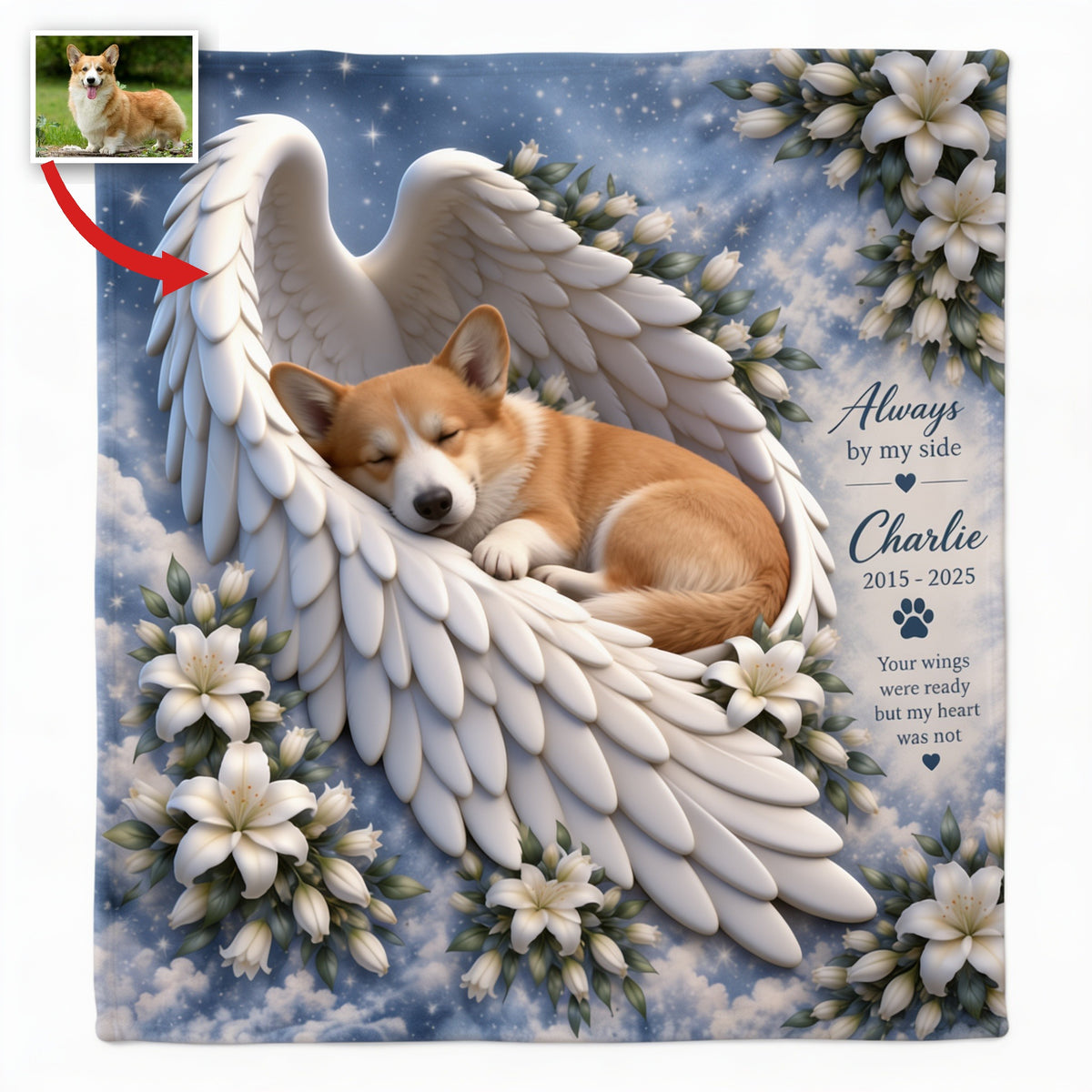 Personalized Tan & White Pembroke Welsh Corgi Memorial Wearable Blanket Pet Loss Gift