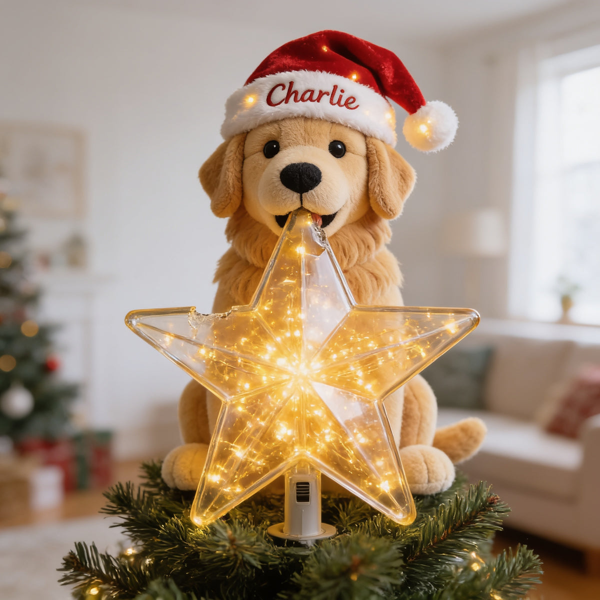 Personalized Christmas Adult Golden Retriever LED Light Tree Topper Dog Lover Gift