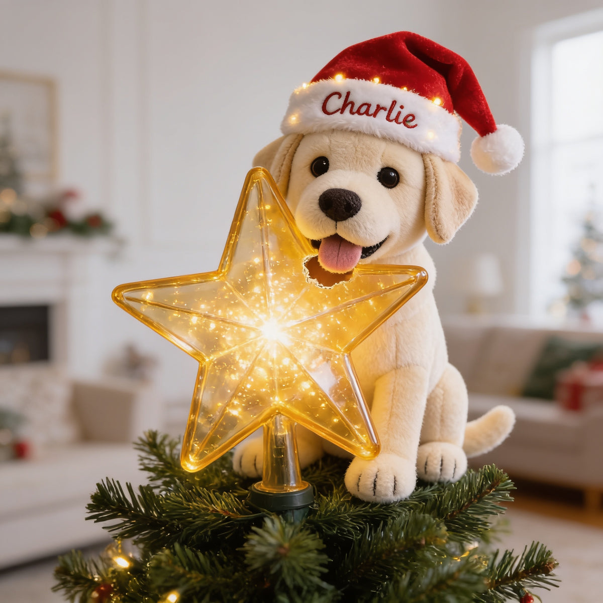 Personalized Christmas Adult Yellow Labrador Retriever LED Light Tree Topper Dog Lover Gift