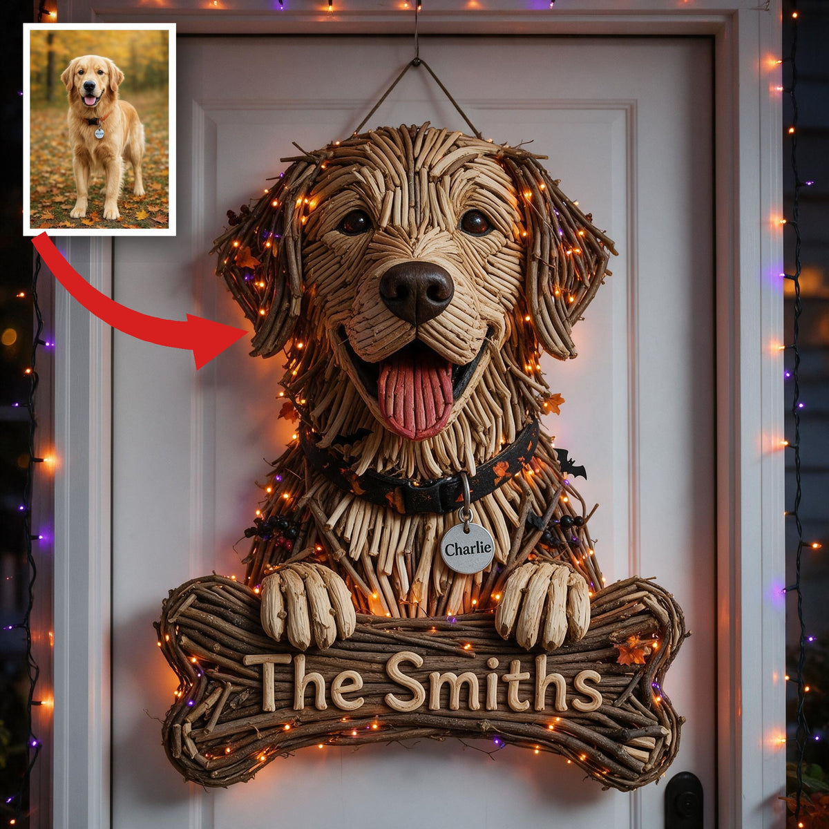 Personalized Halloween Adult Golden Retriever LED Light Acrylic Sign Home Decor