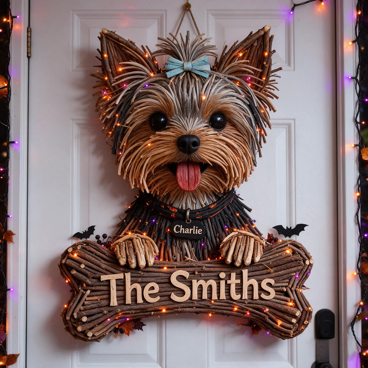 Personalized Halloween Yorkshire Terrier LED Light Acrylic Sign Dog Lover Gift