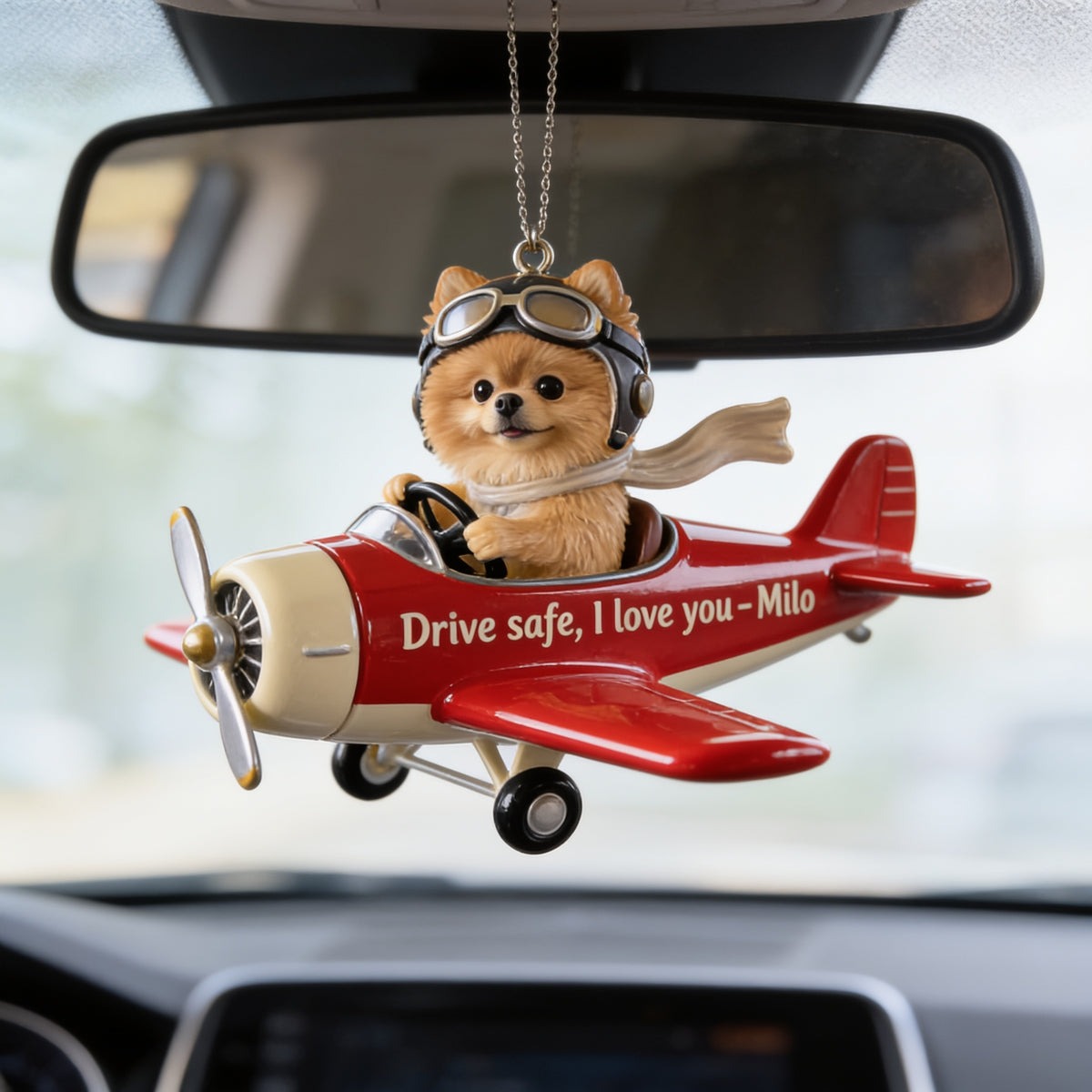 Custom Photo Fluffy Golden Pomeranian Car Ornament Dog Lover Gift