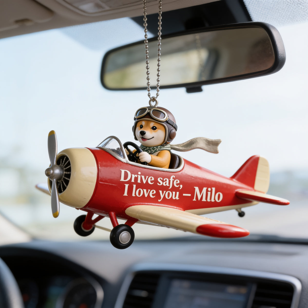 Custom Photo Tan & White Adult Shiba Inu Car Ornament Dog Lover Gift