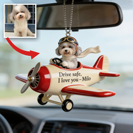 Custom Photo Adult Curly Fur Poodle Car Ornament Dog Lover Gift