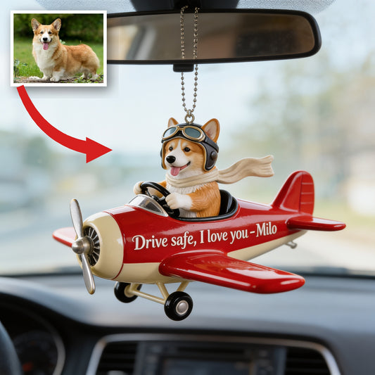 Custom Photo Tan and White Pembroke Welsh Corgi Car Ornament Pet Lover Gift