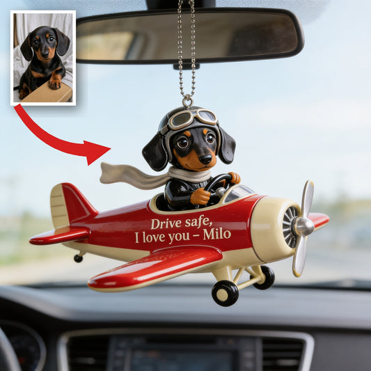 Custom Photo Dachshund Puppy Car Ornament, Dog Lover Car Hanging Decor Gift