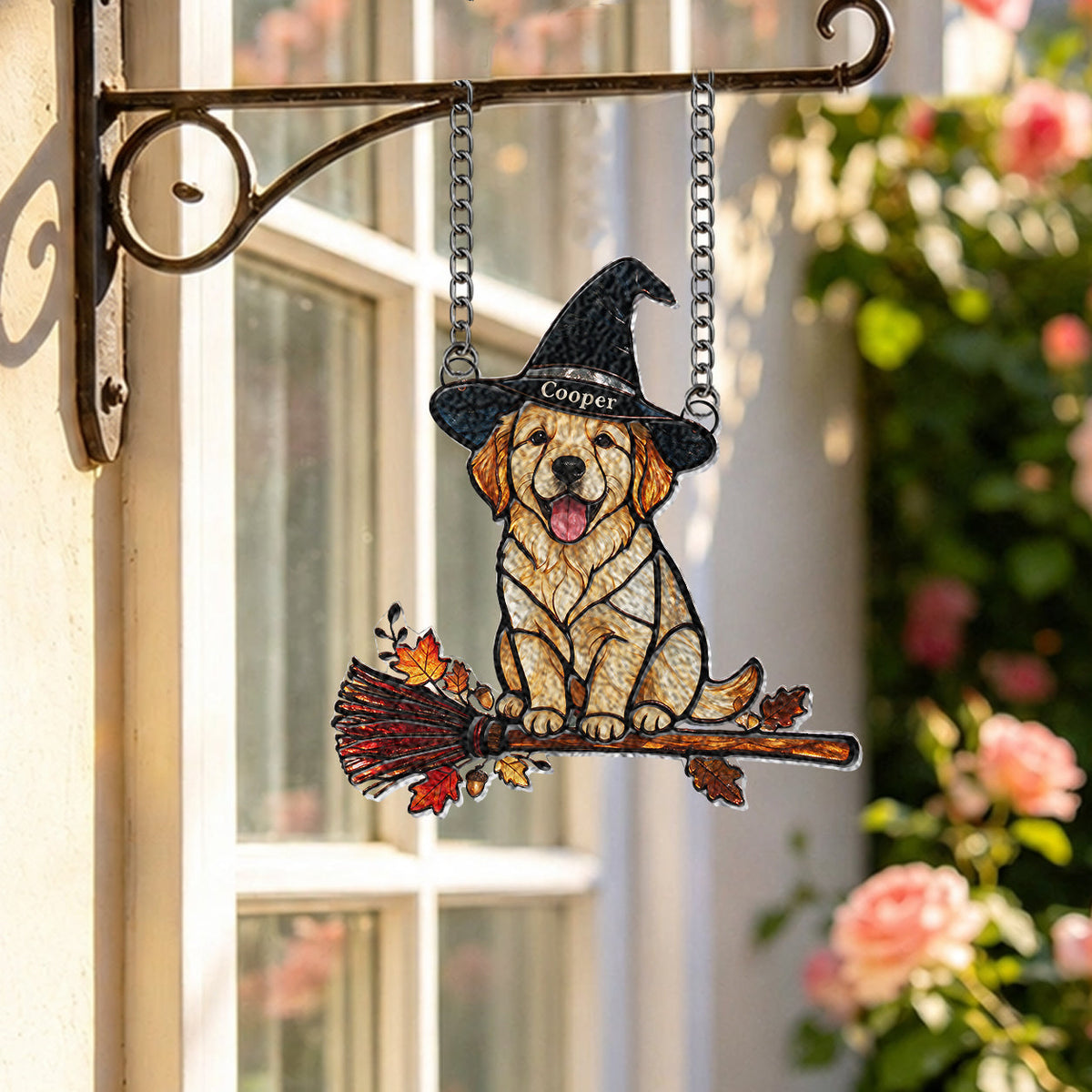 Personalized Halloween Tan and White Adult Shiba Inu 3D Glass Suncatcher