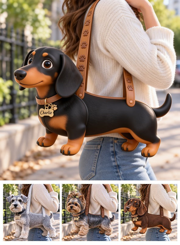 Personalized Black and Tan Dachshund Puppy Shaped Tote Bag Dog Lover Gift