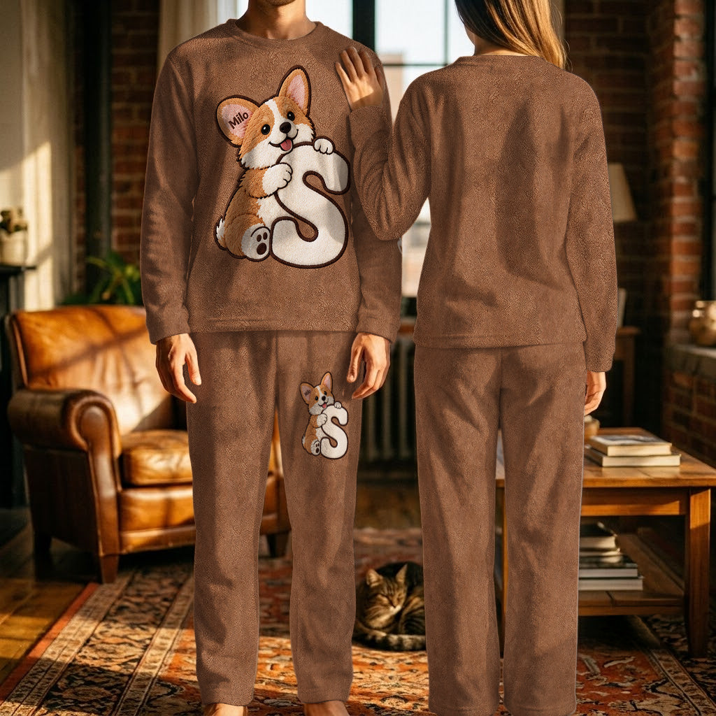 Personalized Fluffy Shih Tzu Fleece Lounge Set Cozy Loungewear for Dog Lovers