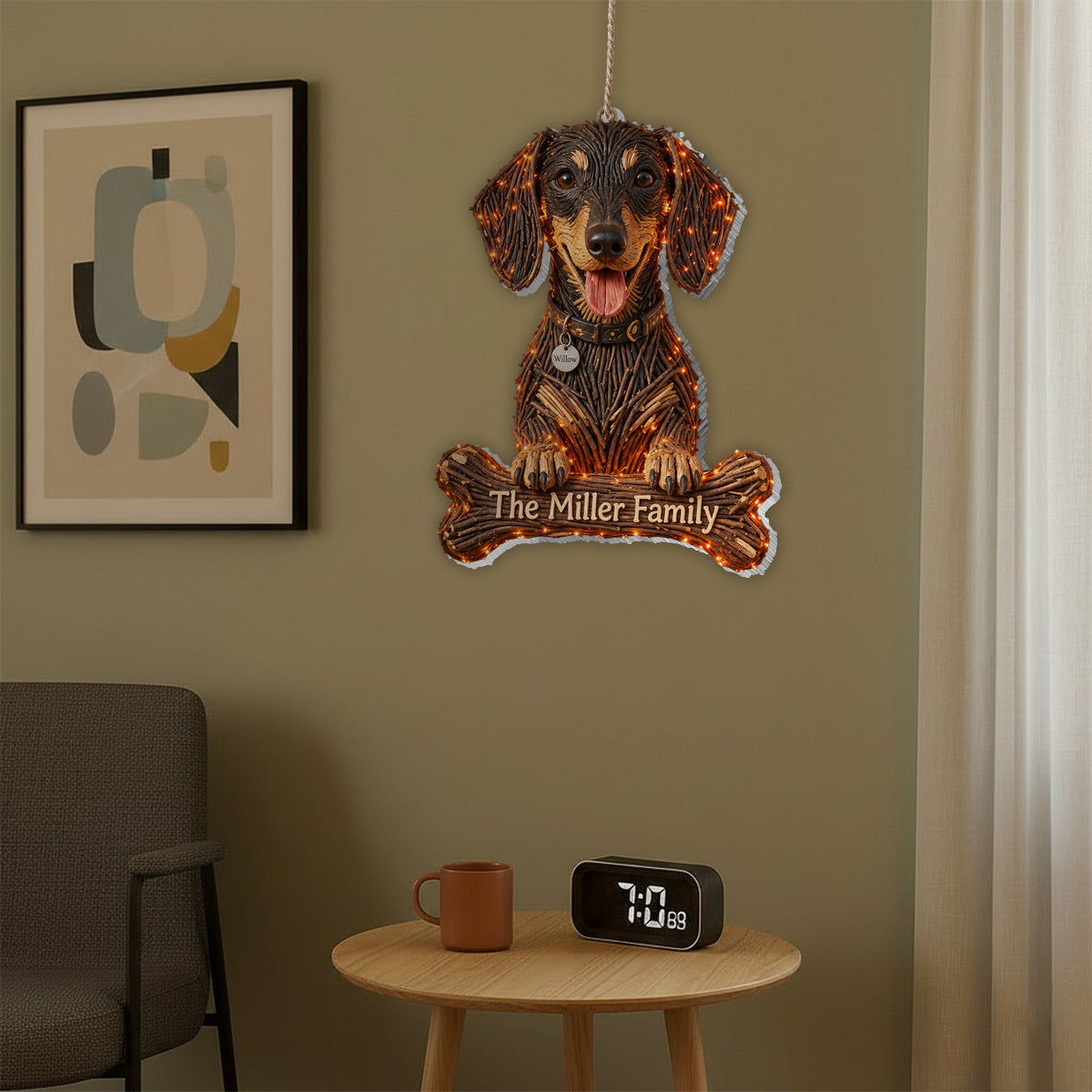 Personalized Halloween Black and White French Bulldog LED Light Acrylic Sign