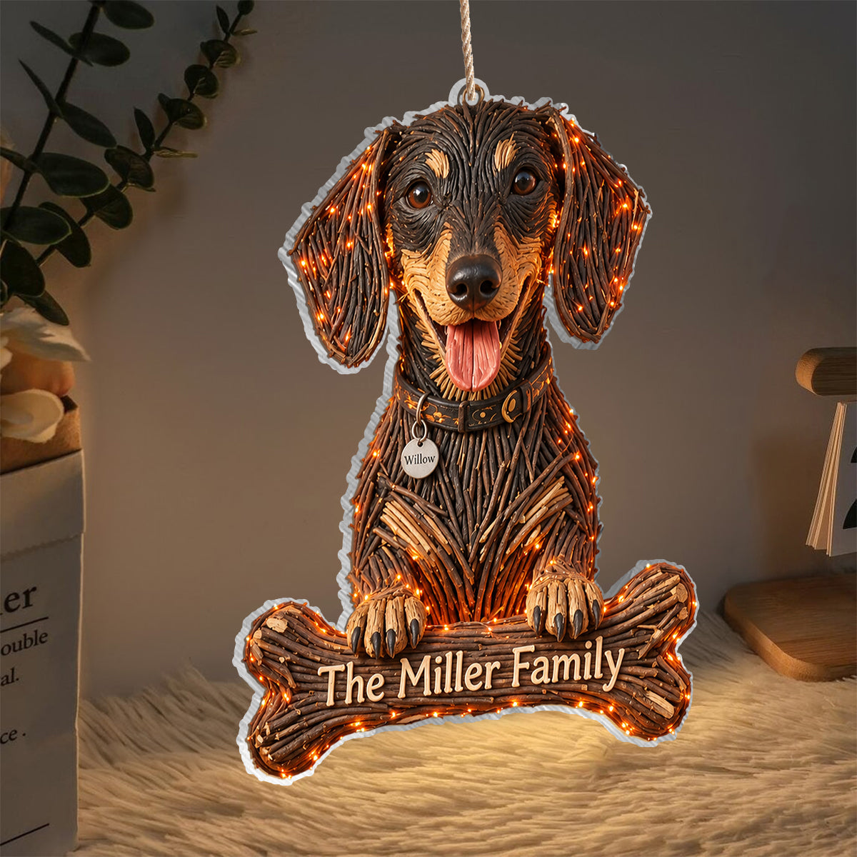 Personalized Halloween Fawn & White Adult Bulldog LED Light Acrylic Sign