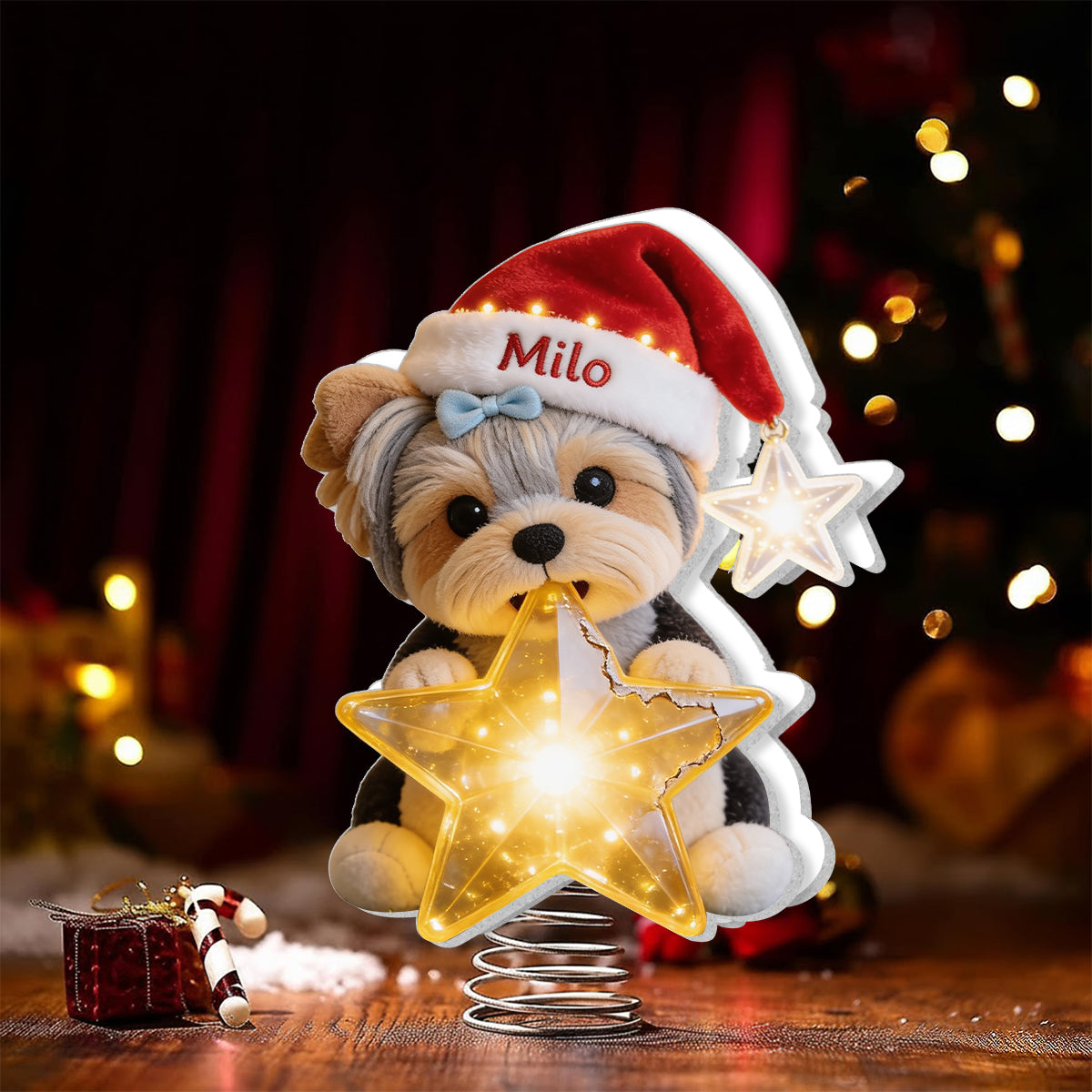 Personalized Christmas Siberian Husky LED Light Tree Topper Pet Lover Gift