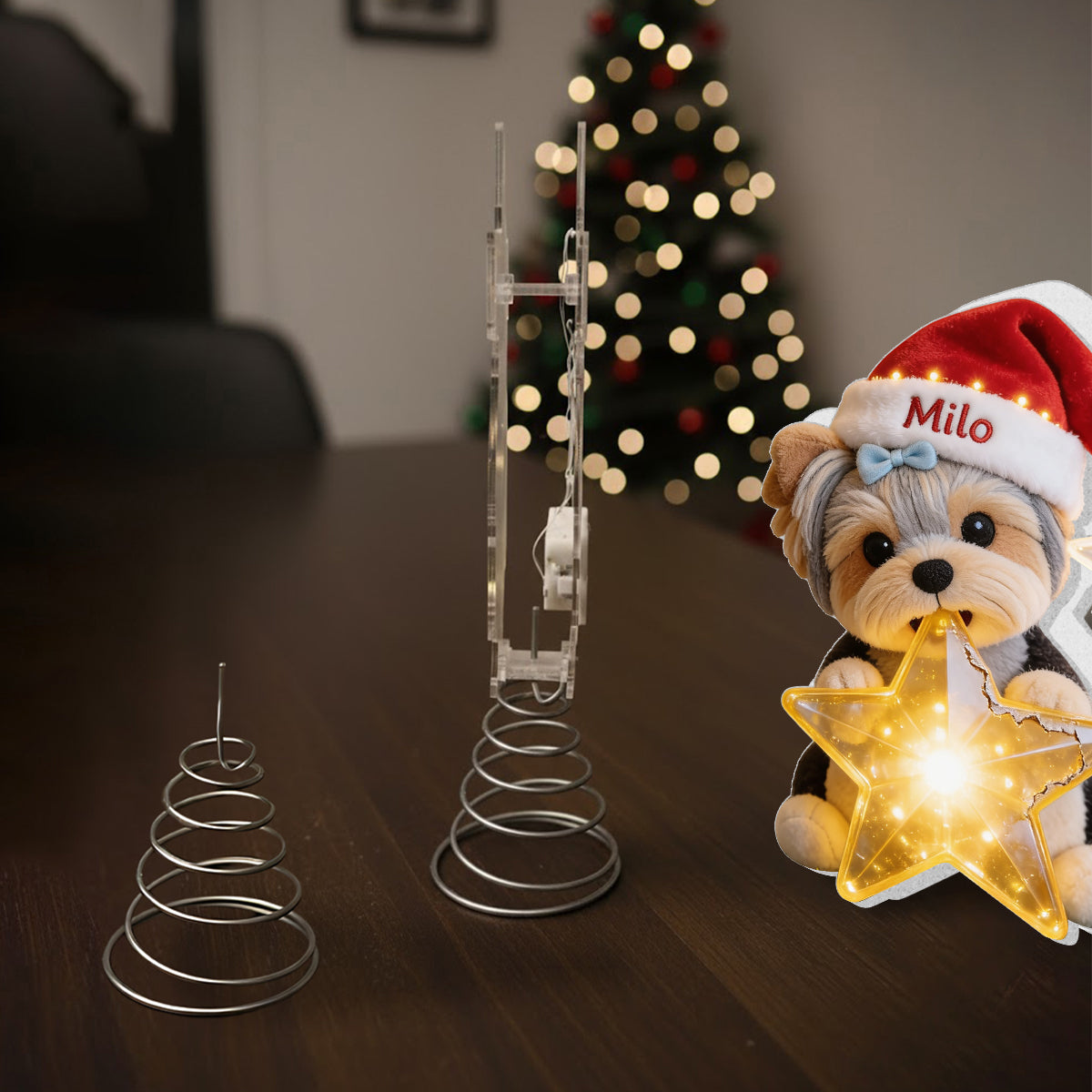 Personalized Christmas Siberian Husky LED Light Tree Topper Pet Lover Gift