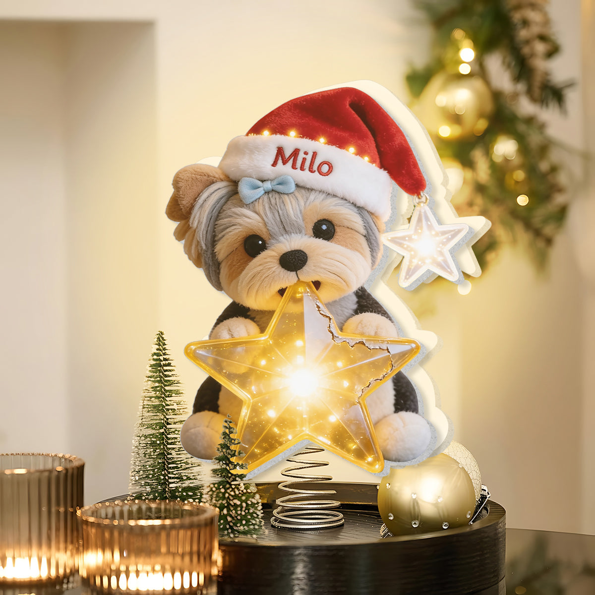 Personalized Christmas Siberian Husky LED Light Tree Topper Pet Lover Gift