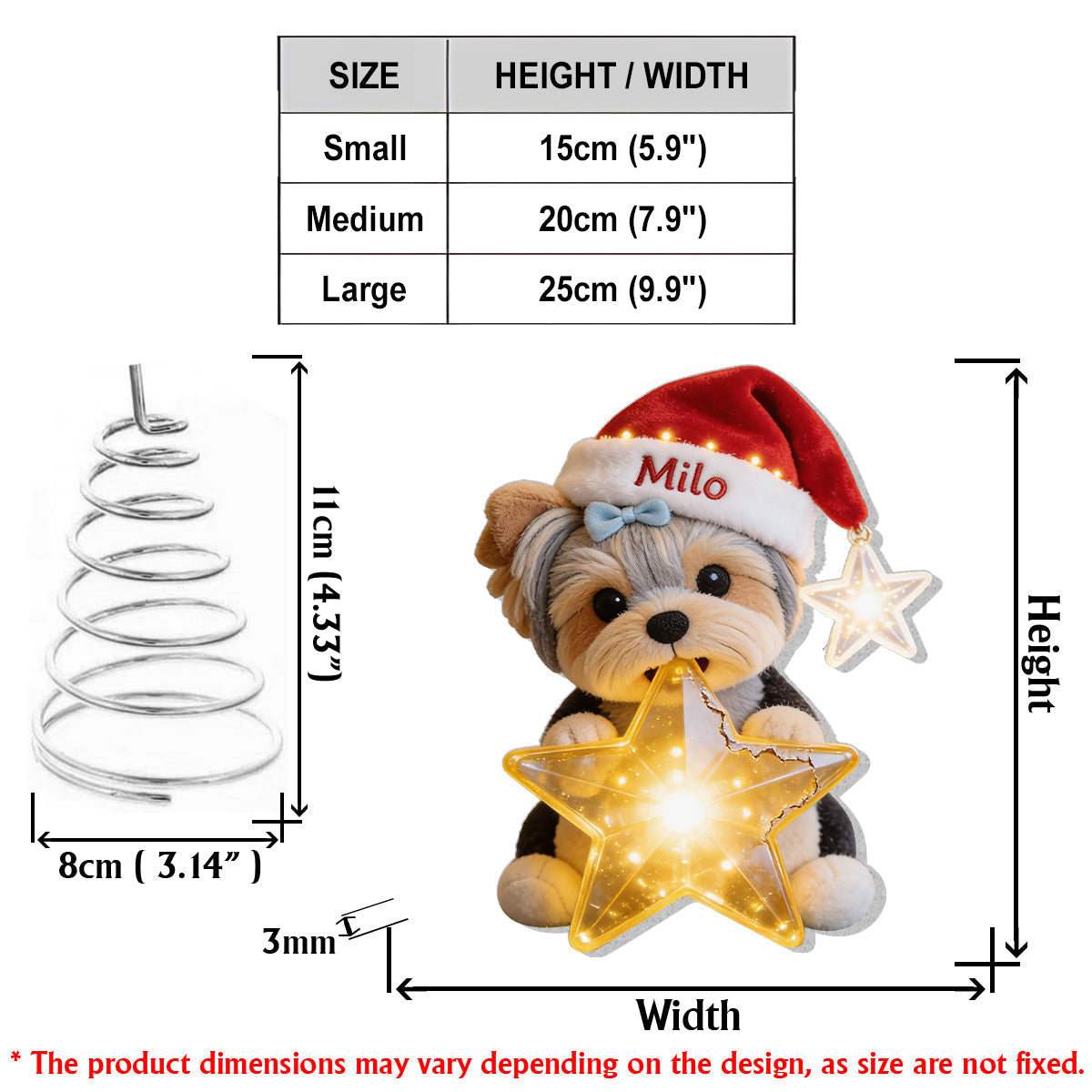 Personalized Christmas Adult Golden Retriever LED Light Tree Topper Dog Lover Gift
