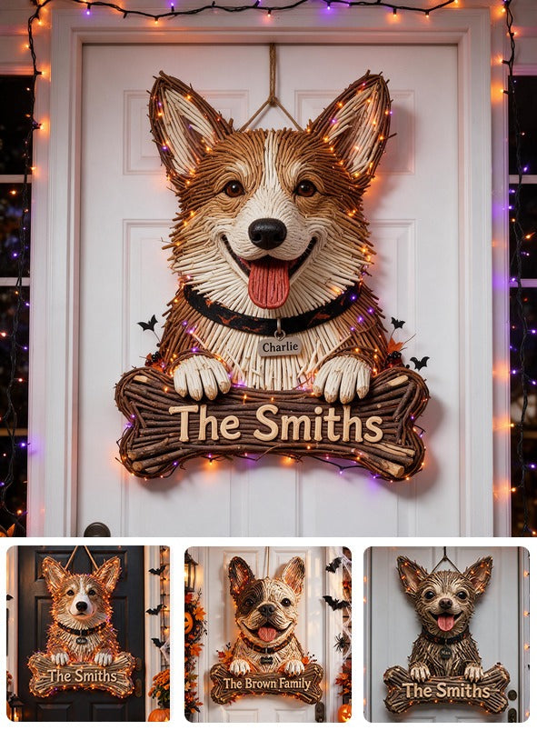 Personalized Halloween Tan and White Pembroke Welsh Corgi LED Light Acrylic Sign