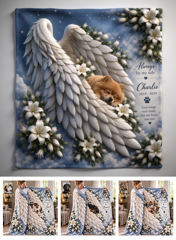 Personalized Fluffy Golden Pomeranian Memorial Wearable Blanket Pet Keepsake Gift