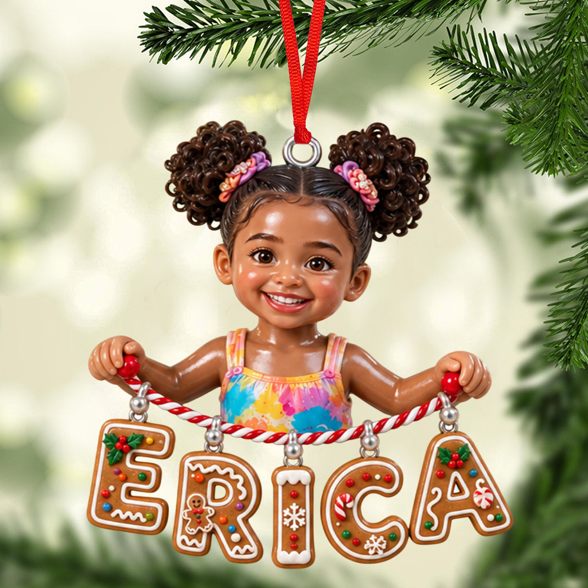 Personalized Latino Little Boy Dinosaur Name Ornament, Gift for Son Grandson Nephew
