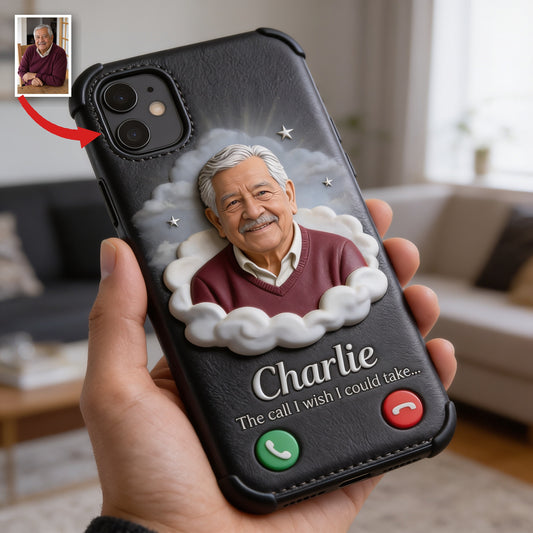 Personalized Older Latino Man Grandpa Memorial Leather Phone Case
