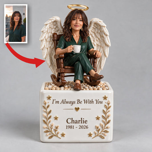 Personalized Middle-Aged Latina Woman Memorial LED Light Ceramic Pot Keepsake Gift