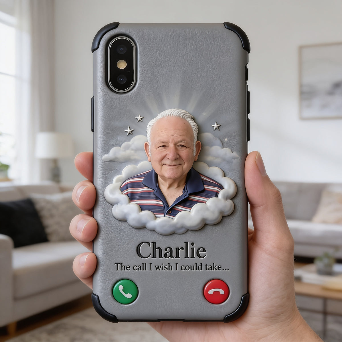 Personalized Older Man Grandpa Memorial Leather Phone Case Sympathy Gift