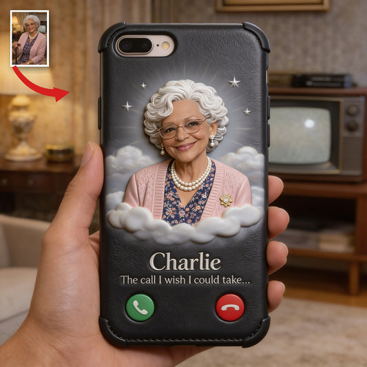 Personalized Older Black Woman Grandma Memorial Leather Phone Case