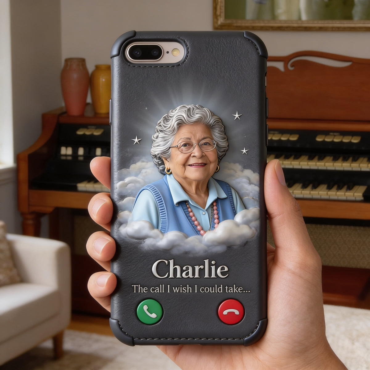 Personalized Older Latina Woman Grandma Memorial Leather Phone Case