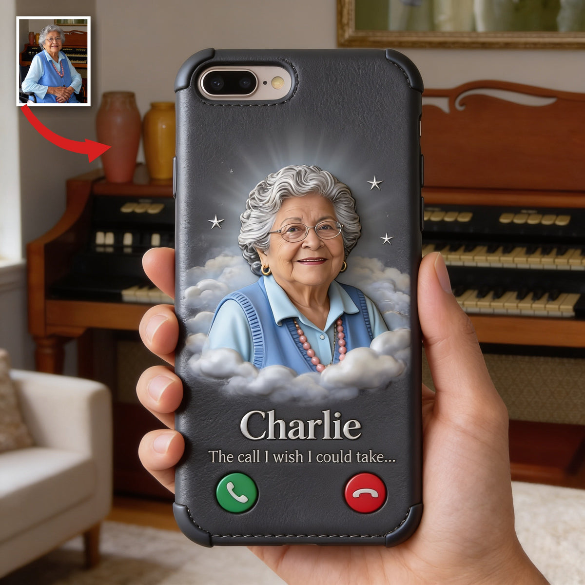 Personalized Older Latina Woman Grandma Memorial Leather Phone Case