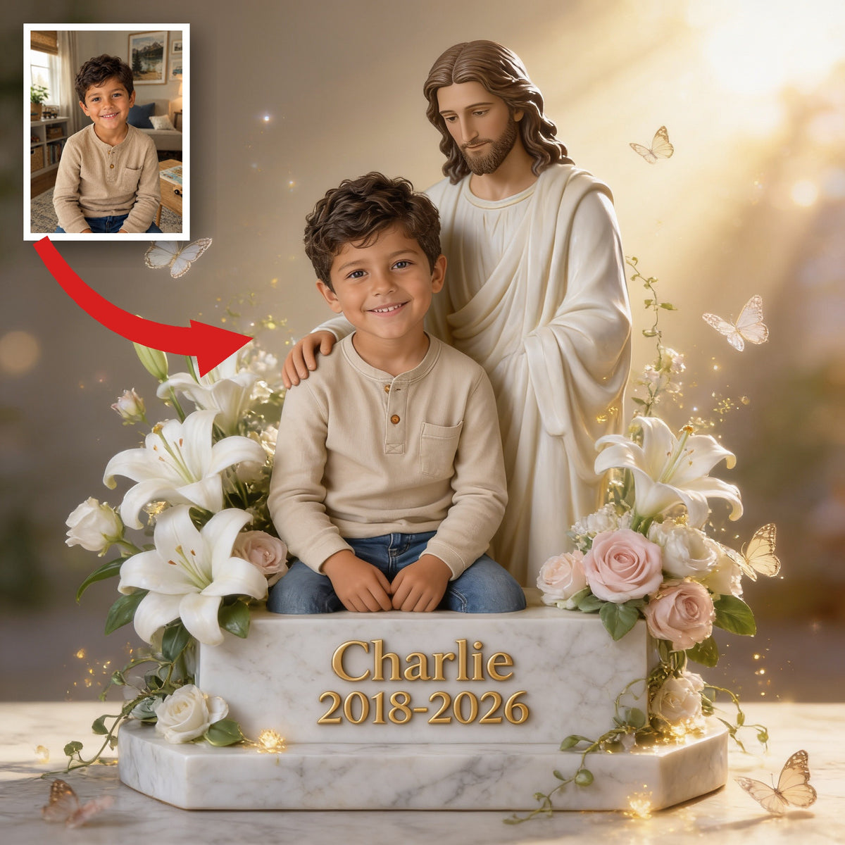 Personalized Memorial Latino Little Boy Custom Shaped Acrylic Plaque