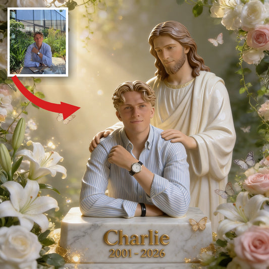 Personalized Memorial Man with Jesus Acrylic Plaque Sympathy Loss Gift