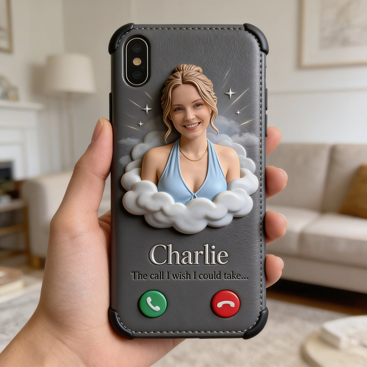 Personalized Memorial Woman Leather Phone Case Remembrance Gift