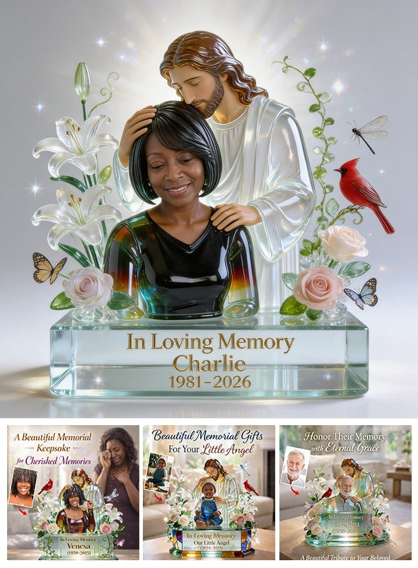 Personalized In Loving Memory Middle-Aged Black Woman Memorial Acrylic Plaque, Mom Wife Gift