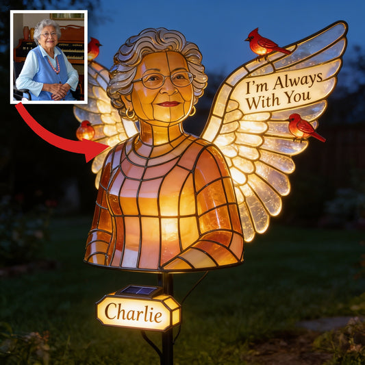 Personalized Older Latina Woman Grandma Memorial Garden Solar Light