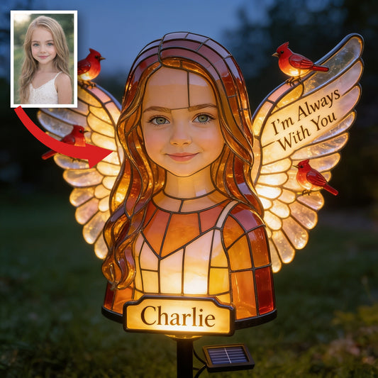 Personalized Little Girl Memorial Solar Garden Light Sympathy Outdoor Keepsake