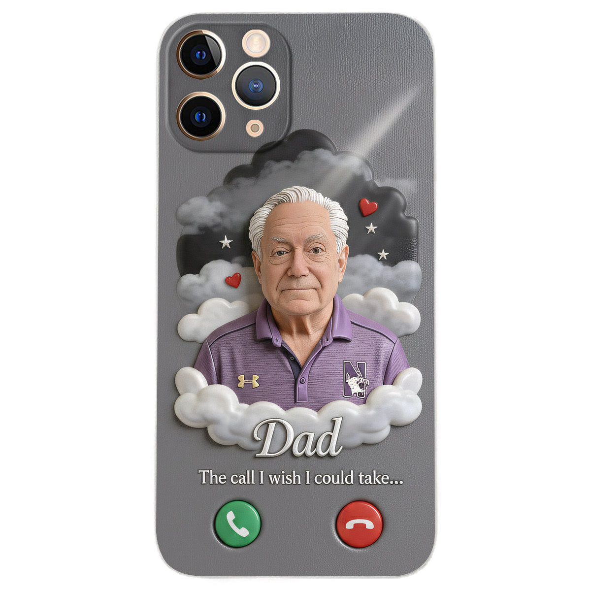 Personalized Older Black Man Grandpa Memorial Leather Phone Case