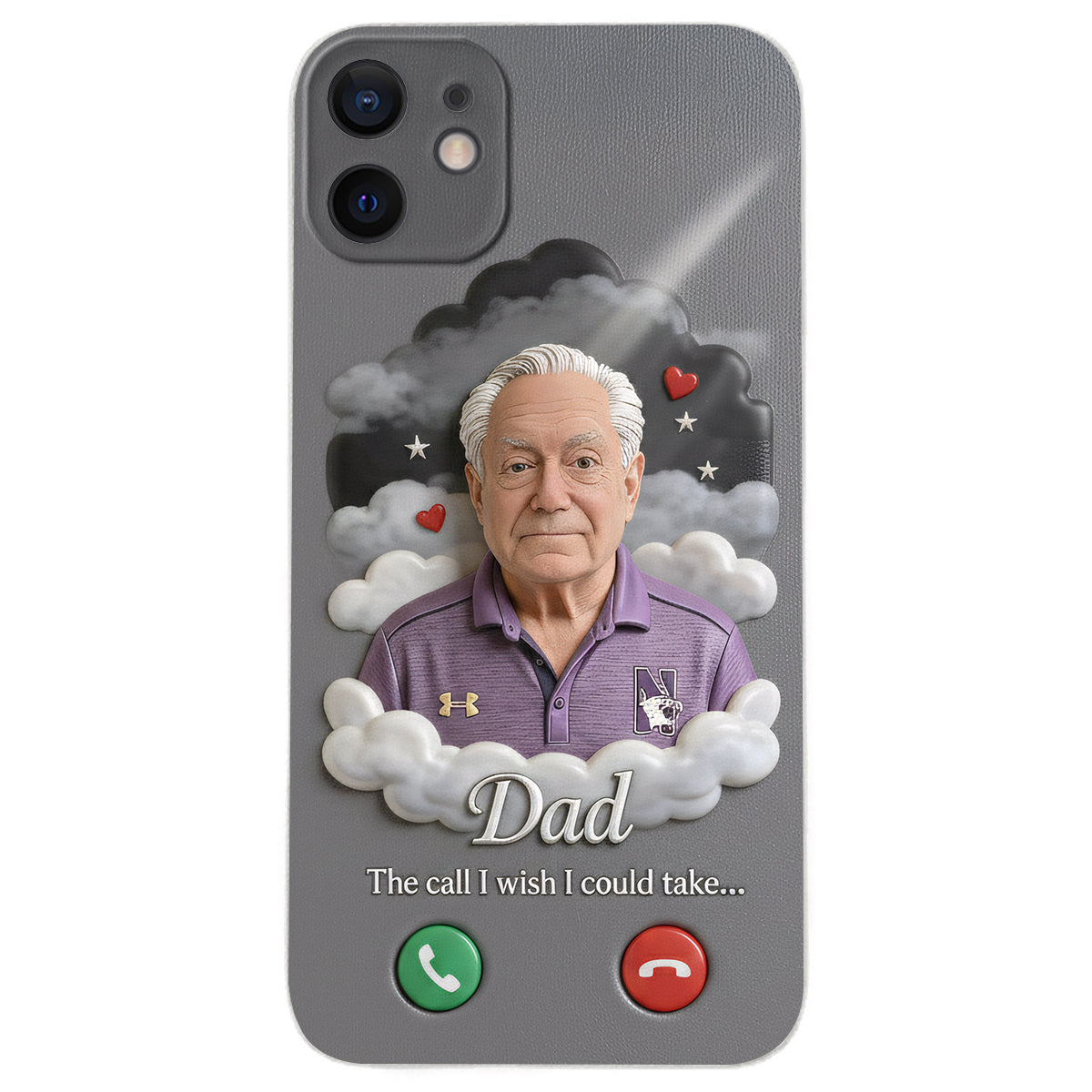 Personalized Older Black Man Grandpa Memorial Leather Phone Case