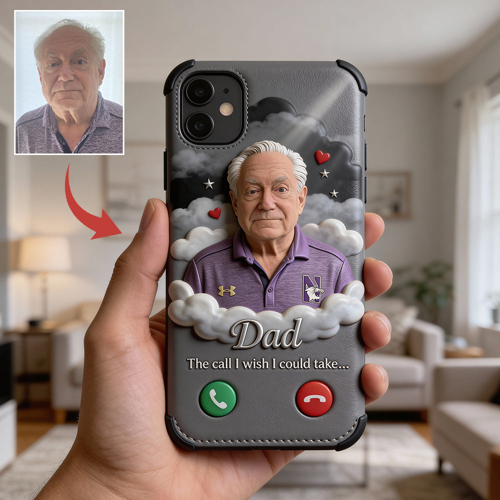 Personalized Older Black Man Grandpa Memorial Leather Phone Case