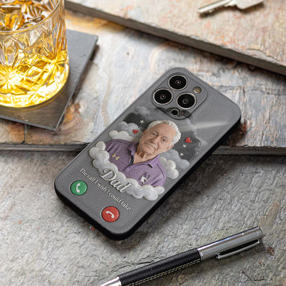 Personalized Black Man Memorial Leather Phone Case Remembrance Keepsake