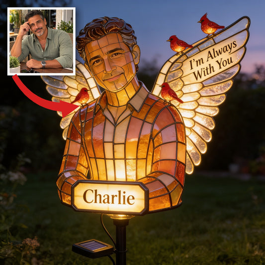 Personalized Middle-Aged Latino Man Memorial Solar Garden Light, Dad Husband Sympathy Gift