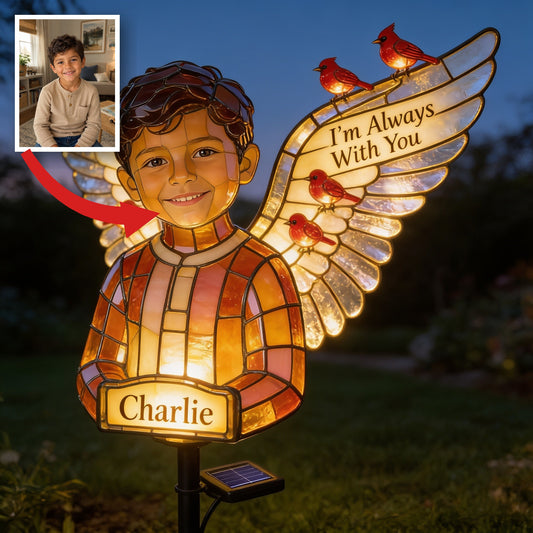 Personalized Latino Little Boy Memorial Solar Garden Light