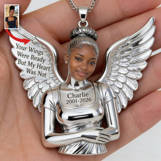 Personalized Black Woman Memorial Metal Pendant Necklace