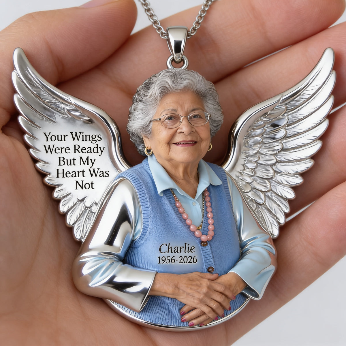 Personalized Older Latina Woman Grandma Memorial Pendant Necklace