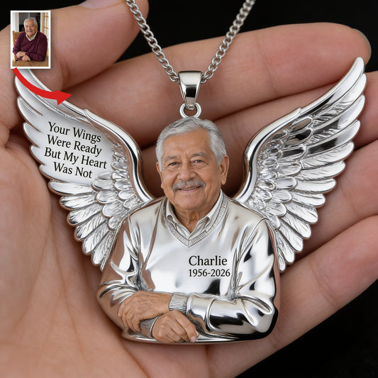 Personalized Memorial Older Latino Man Grandpa Pendant Necklace
