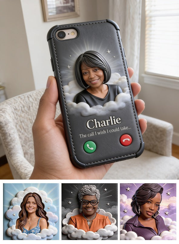 Personalized Middle-Aged Black Woman Memorial Leather Phone Case Remembrance Gift