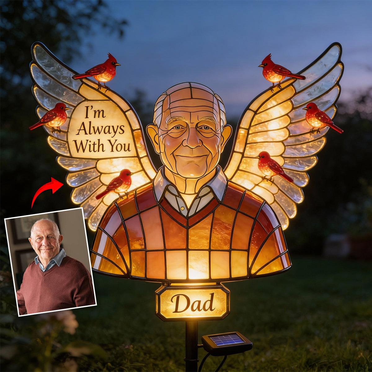 Personalized Black Little Girl Memorial Solar Garden Light Sympathy Keepsake